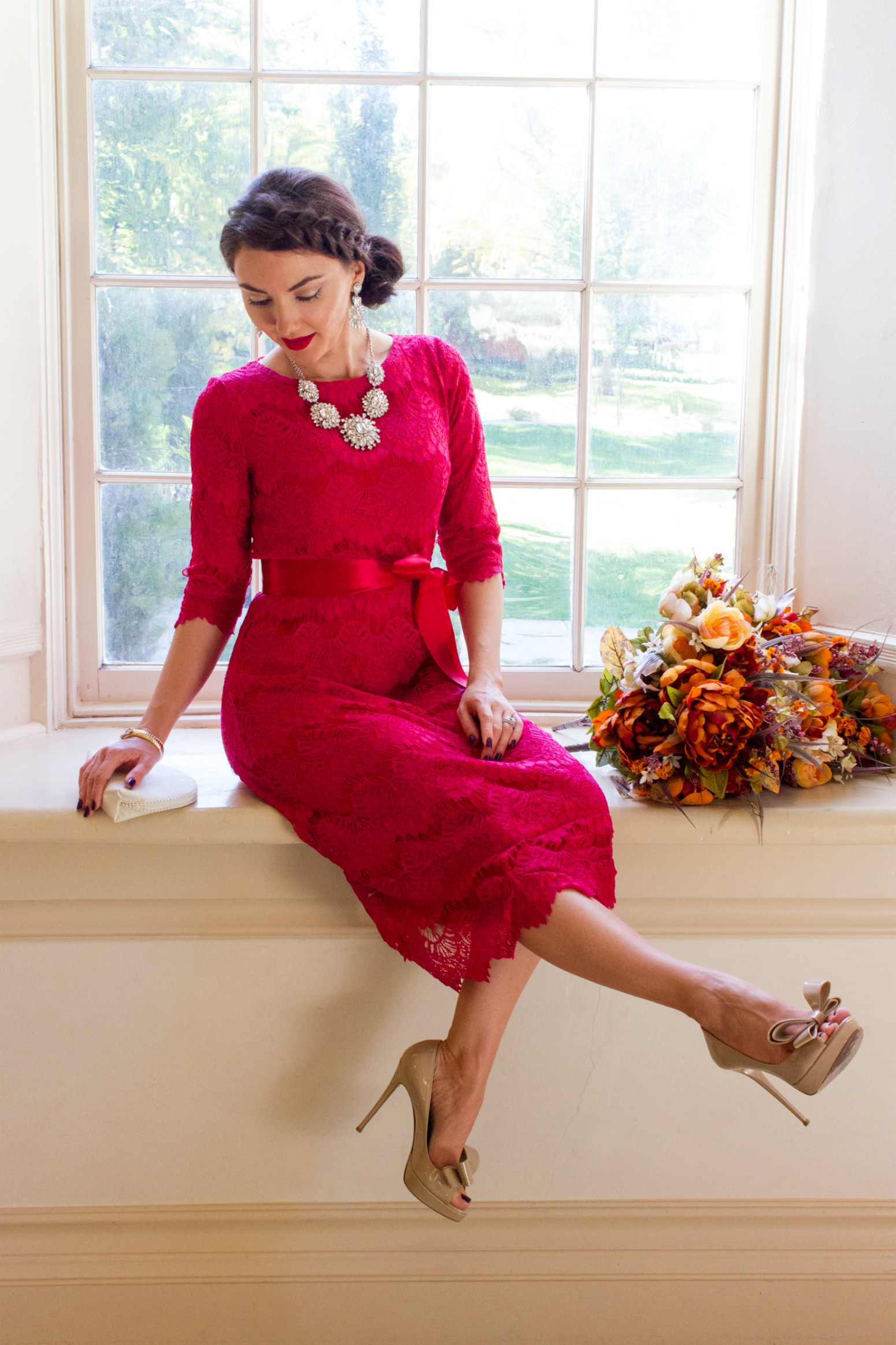 Modest holiday party dress featuring Dainty Jewell&-39-s